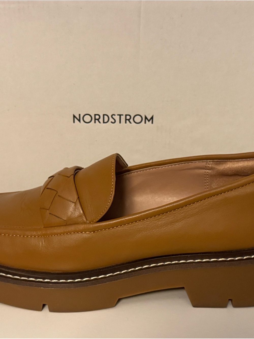 Nordstrom Tan Leather Lug Loafers